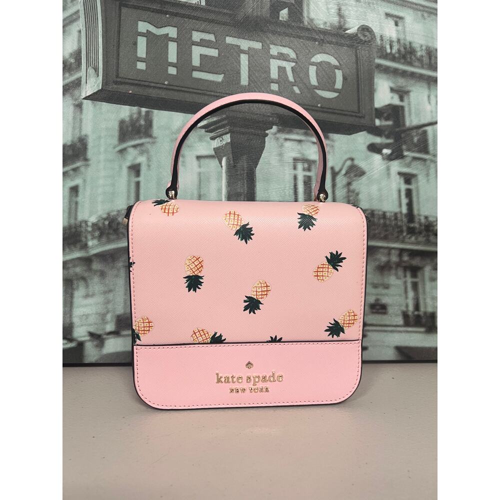 Kate Spade K7629 Staci Square Pineapple Crossbody Pink - Picture 1 of 8